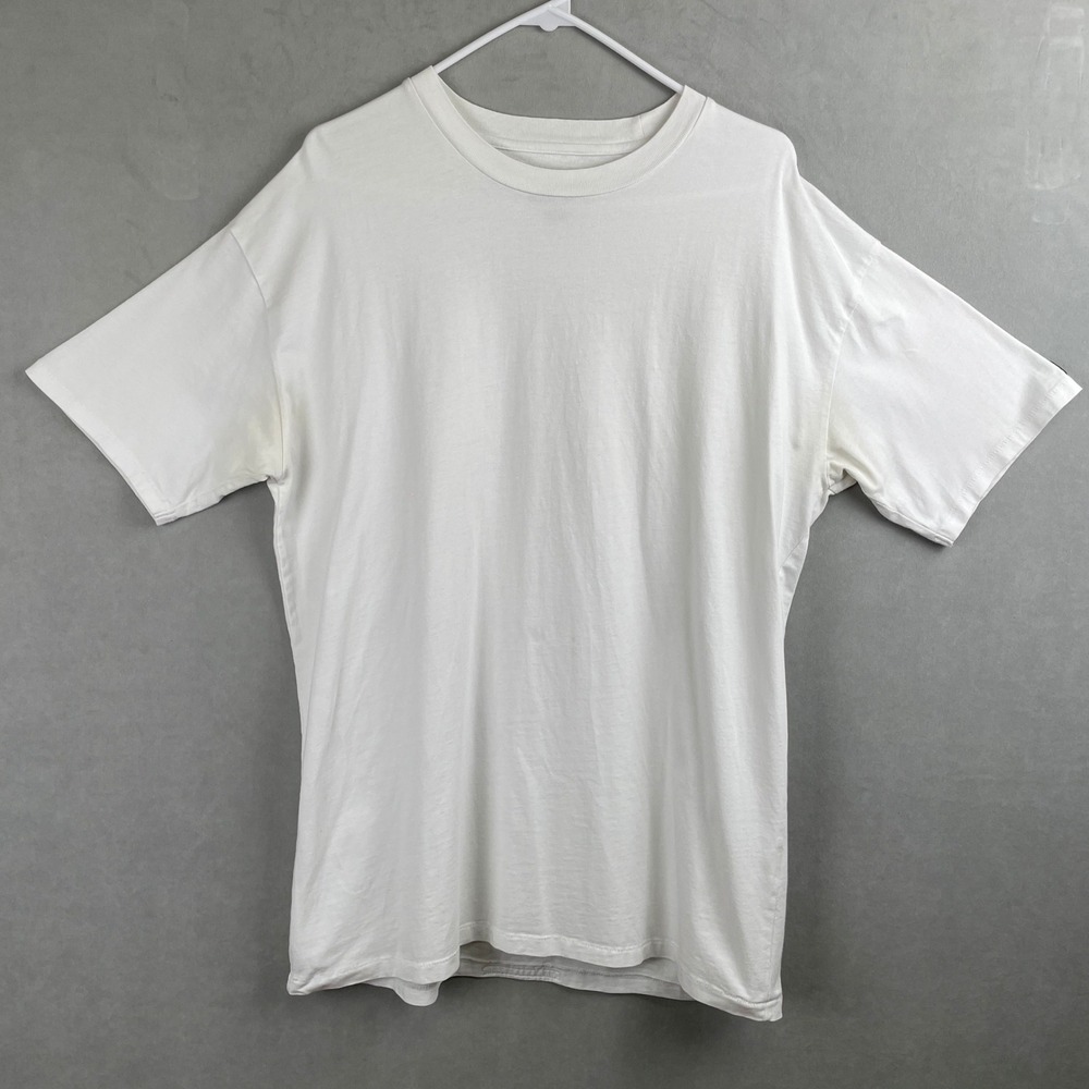 Zanerobe Mens White Cotton Boxy Relaxed Fit Crewneck Basic‎ T-Shirt M ZNRB Logo